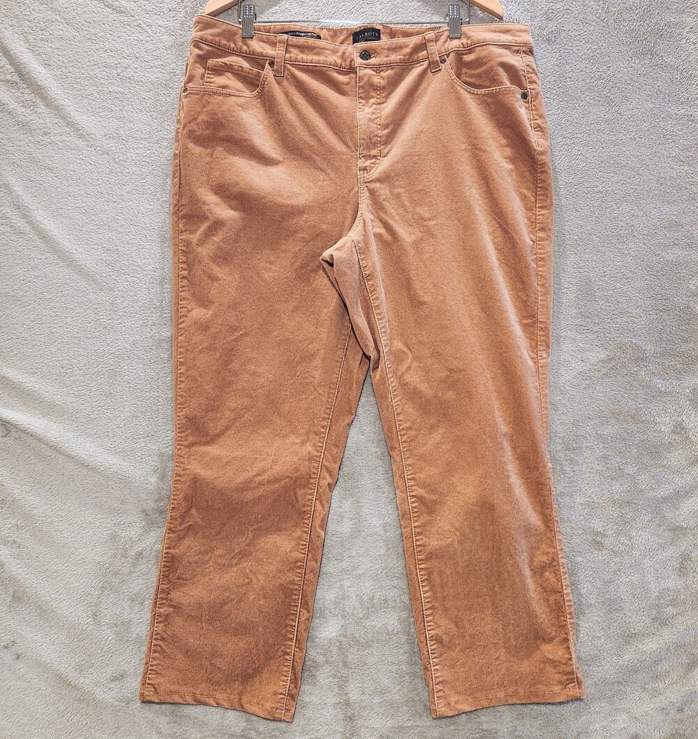 Talbots Womens Tan Corduroy Straight Leg Pants Size 16W Minimalist Academia